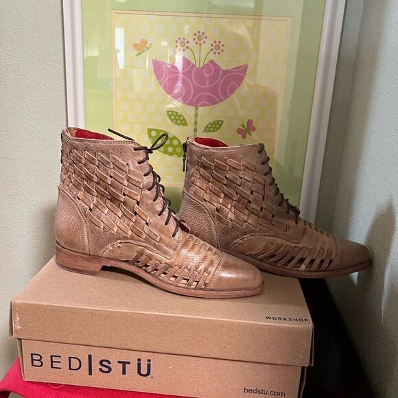 NWT Bed Stu Women's Tan Leather”Oats Rustic Loretta Boot” Boots Size 8.5 - Picture 6 of 9